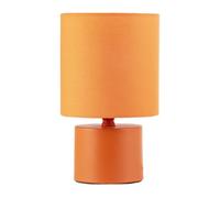 Happy Homewares Modern Vibrant Dusty Orange Table Lamp With Cotton Fabric Drum Shade