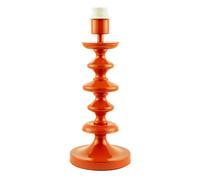 Happy Homewares Modern Vivid Orange Gloss Table Lamp Base with Chic Round Step Design | 37cm x 15cm | with Clear Cable and Inline Switch
