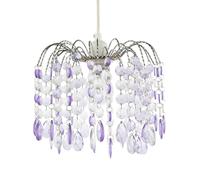 Happy Homewares Modern Waterfall Pendant Shade with Lilac and Clear Acrylic Drops