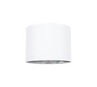 Modern and Stylish White Cotton Fabric Small 8" Drum Lamp Shade with Shiny Silver Inner - 40watt Maximum by Happy Homewares