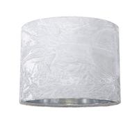 Modern and On-Trend Arctic White Crushed Velvet Fabric 8" Table or Pendant Circular Drum Lampshade with Shiny Silver Inner - 40watt Maximum | Perfect for Residential or Commercial by Happy Homewares