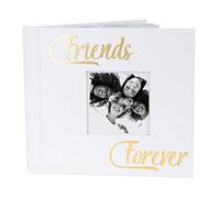 Happy Homewares Modern White Friends Forever Photo Album with Gold Foil Text - Holds 80 4x6 Pictures - Gift Idea for Special Friends