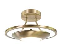 Happy Homewares Modernistic and Sleek Semi Flush Eco Friendly LED Ceiling Light Fitting in Antique Brass | 10w = 60w | 3000k Warm White | 870 Lumens