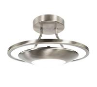 Happy Homewares Modernistic and Sleek Semi Flush Eco Friendly LED Ceiling Light Fitting in Satin Nickel | 10w = 60w | 3000k Warm White | 870 Lumens