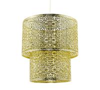 Happy Homewares Moroccan Double Drum Tier East Fit Pendant Shade in Polished Gold