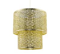 Happy Homewares Moroccan Double Drum Tier East Fit Pendant Shade In Polished Gold