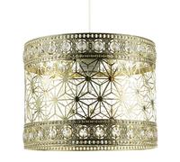 Happy Homewares Moroccan Pendant Light Shade in Polished Gold with Clear Acrylic Beads