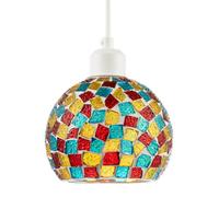 Happy Homewares Multi-Colour Geometric Mosaic Dome Pendant Ceiling Lighting Shade