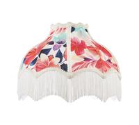 Happy Homewares Multi Coloured Vivid Floral Victorian Light Shade With White Trims
