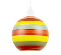 Happy Homewares Multicolour Striped Glass Globe Pendant Shade with Retro Character