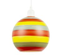 Happy Homewares Multicolour Striped Glass Globe Pendant Shade with Retro Character
