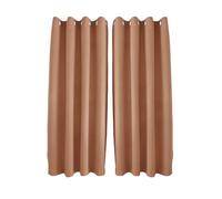 Happy Homewares Mustard Orange Linen Blackout Curtains - 46 x 54 Inch Drop - Elegant Eyelet Curtains with Soft Linen Texture - 2 Panels for Bedroom or Living Room