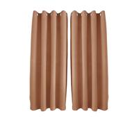 Happy Homewares Mustard Orange Linen Blackout Curtains - 46 x 63 Inch Drop - Elegant Eyelet Curtains with Soft Linen Texture - 2 Panels for Bedroom or Living Room