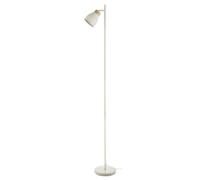 Happy Homewares Muted Dove Grey Scandinavian Designed Floor Lamp With Wooden Trim