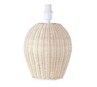 Happy Homewares Natural Light Brown Woven Rattan Table Lamp Base with White Cable and Switch