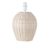 Happy Homewares Natural Light Brown Woven Rattan Table Lamp Base With White Cable And Switch