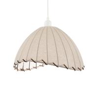 Happy Homewares Natural Linen Oatmeal Beige Pendant Light Shade With Linking Rope