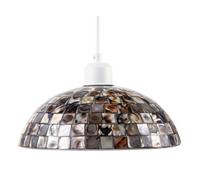 Happy Homewares Natural Mother Of Pearl Shell Mosaic Dome Ceiling Pendant Light Shade