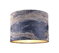 Happy Homewares Navy Blue Jacquard Cotton Lamp Shade With Gold Leaf Foil Wavy Decor