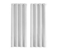 Happy Homewares Off White Lined Blackout Curtains - 46 x 63 Inch Drop - Modern Eyelet Curtains with Soft Linen Texture - 2 Panels for Bedroom or Living Room