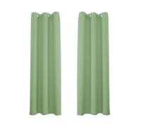 Happy Homewares Olive Green Eyelet Curtains - 66 x 72 Inch Drop - Elegant Room Darkening Blackout Curtains with Thermal Insulation - 2 Panels for Bedroom or Living Room