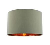 Happy Homewares Olive Green Cotton 14" Table/Pendant Lampshade with Shiny Copper Inner