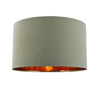 Happy Homewares Olive Green Cotton 16" Floor/Pendant Lampshade with Shiny Copper Inner