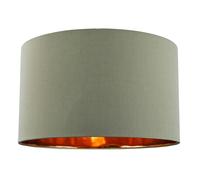 Happy Homewares Olive Green Cotton 20" Floor/Pendant Lampshade with Shiny Copper Inner
