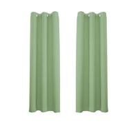 Happy Homewares Olive Green Eyelet Curtains - 66 x 72 Inch Drop - Elegant Room Darkening Blackout Curtains with Thermal Insulation - 2 Panels for Bedroom or Living Room