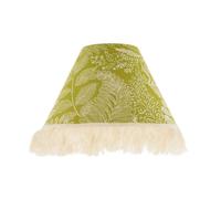 Happy Homewares Olive Green Jacquard Linen Floral Coolie Lamp Shade with White Tassels