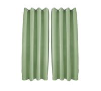 Happy Homewares Olive Green Linen Blackout Curtains - 46 x 63 Inch Drop - Elegant Eyelet Curtains with Soft Linen Texture - 2 Panels for Bedroom or Living Room