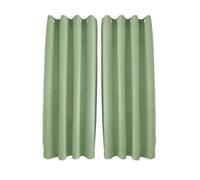 Happy Homewares Olive Green Linen Blackout Eyelet Curtains - 46x63 Inch Drop - 2 Panel