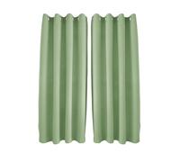 Happy Homewares Olive Green Linen Blackout Eyelet Curtains - 46x63 Inch Drop - 2 Panel