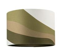 Happy Homewares Olive Green Linen Fabric Lamp Shade with Inner and Outer Wavy Design