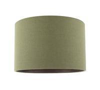 Happy Homewares Olive Green Textured Linen Fabric Round Drum Lamp Shade, 20cm H x 30cm D, Modern Style, Reversible Gimbal, Suitable for Table Lamps and Pendant Ceilings