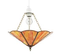 Happy Homewares Orange Amber Chic Tiffany Glass Easy Fit Pendant Shade With Chains