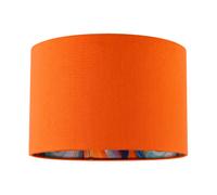 Orange Linen Fabric Lamp Shade with Inner Satin Shimmer Lining Multi Colour Marble Design | 30cm x 20cm | Modern Designer Style by Happy Homewares