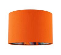 Happy Homewares Orange Linen Fabric Lamp Shade with Inner Multi Colour Marble Design