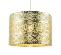 Happy Homewares Ornate Moroccan Designed Pendant Shade with Wavy Lines and Circles