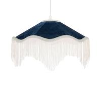Happy Homewares Ornate Victorian Shape Pendant Light Shade in Midnight Blue Velvet