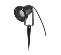 Happy Homewares Outdoor Garden 240v IP65 Spike Light in Matte Black with 50cm Cable and Modern Design | 1 x 7w | 32cm x 9cm x 9cm | No Transformer Needed