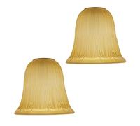 Happy Homewares Pair of Etched Amber Glass Shades with Traditional and Classic Shape for E14 and E27 Bulb Bases | 40w Maximum | 13cm x 14cm