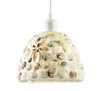 Happy Homewares Pendant Lighting Shade with Handcrafted Shell Coastal Inspired Design