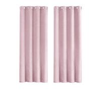 Happy Homewares Soft Pink Lined Blackout Curtains - 46 x 63 Inch Drop - Modern Eyelet Curtains with Soft Linen Texture - 2 Panels for Bedroom or Living Room