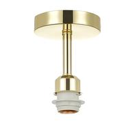 Happy Homewares Polished Brass Plated Ceiling Light Fitting for Industrial Style Light Bulbs | 12cm x 17cm | Suitable for Lamp Shades with E27 Lamp Holder