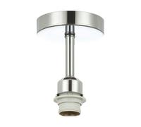 Happy Homewares Polished Silver Chrome Plated Ceiling Light Fitting for Industrial Style Light Bulbs | 12cm x 17cm | Suitable for Lamp Shades with E27 Lamp Holder
