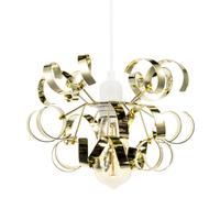 Happy Homewares Polished Gold Metal Pendant Shade With Twisting And Curving Strips