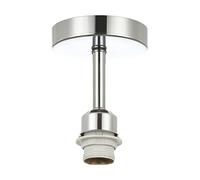 Happy Homewares Polished Silver Chrome Plated Ceiling Light Fitting for Industrial Style Light Bulbs | 12cm x 17cm | Suitable for Lamp Shades with E27 Lamp Holder