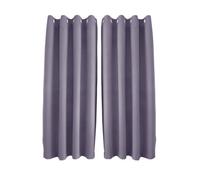 Happy Homewares Purple Mauve Linen Blackout Curtains - 46 x 63 Inch Drop - Elegant Eyelet Curtains with Soft Linen Texture - 2 Panels for Bedroom or Living Room