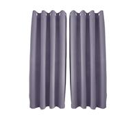 Happy Homewares Purple Mauve Linen Blackout Curtains - 46 x 63 Inch Drop - Elegant Eyelet Curtains with Soft Linen Texture - 2 Panels for Bedroom or Living Room